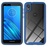 Wholesale Motorola Moto E6 Clear Dual Defense Hybrid Case (Navy Blue)